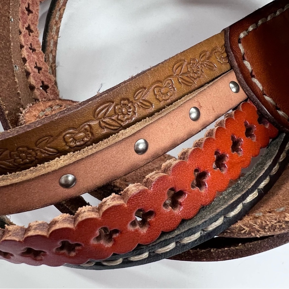 Fossil Multi-Colored & Textured Leather Belt Y2k - image 4